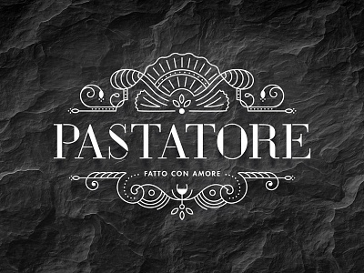 Pastatore food italian logo design ornaments serif stencil
