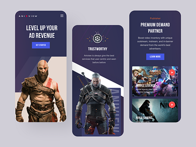 Aniview Gaming Revenue Responsive 2021 aniview branding clean coin dribbble game game art game design games homepage homepage design homepagedesign landing page mobile app design mobile ui turjadesign web design webdesign website website design