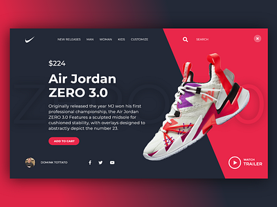 NIKE - Air Jordan ZERO 3.0 air branding design jordon logo minimal shoes shoes store shop sketch typography ui ux vector web website zero 3.0