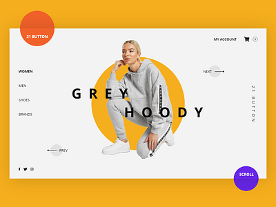 GREY HOODY 21button animation branding design flat grey hoody illustration logo minimal type typography vector web