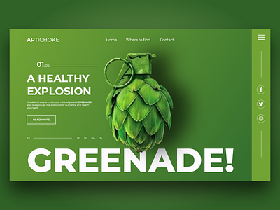 GREENADE -A Healthy Explosion animation artichoke branding design explosion flat food greek green greenade greenade healthy illustration minimal typography ux vector web