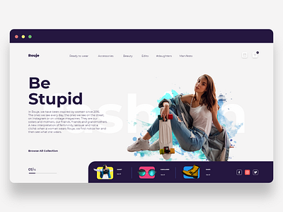 Rouje - Be Stupid animation brand branding design dress ecommerce fashion flat illustration logo minimal redesign responsive rouje ui ux website women