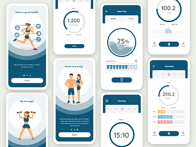 Fitness animation app branding design fitness fitness app health icon illustration logo minimal typography ux water break web