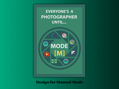 Manual mode art branding camera design dslr flat illustration illustrator manual typography vector