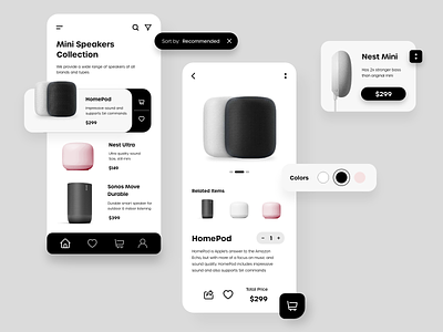 Mini Speakers Collection concept ui minimal shopping app speakers ui design ui ux