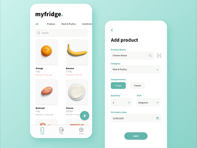 My Fridge - Pantry Tracking App app dailyui design minimal ui web