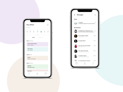 Parent Teacher App app calendar dailyui design messaging minimal school student app teacher ui uidesign ux