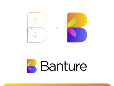 Banture - B Letter Logomark Design alphabet app b letter brand identity branding fresh fruits gradient logomark logotype natural nature organic vegetable