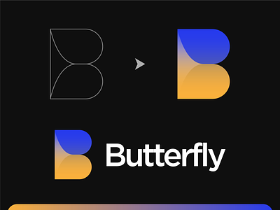 Butterfly - B Letter Logomark Design ads advertisement advertising atl b letter brand identity branding btl business butterfly digital gradient logo letter logo logo design logomark logos logotype marketing promotion sales