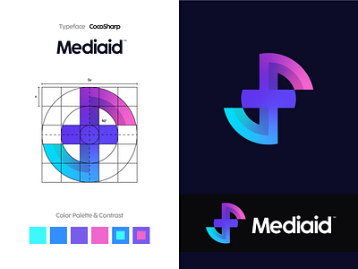 Mediaid - Medical Logo Design aid brand identity branding capsule doctor fit gradient health hospital logo logo design logomark logos logotype medical nurse patient tablet telemedicine
