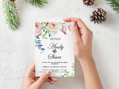 Free Classic Watercolor Floral Wedding Invitation design freebie freebies wedding wedding invitation wedding invite