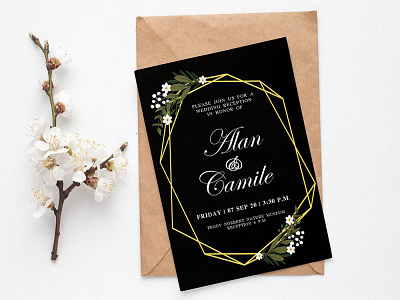 Free Black Floral Wedding Invitation Template