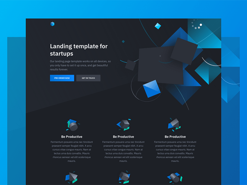 Solid: Free HTML template with 3D illustrations by Juan Trigusto on