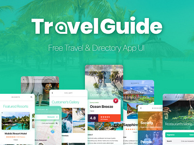 Free Travel Guide App UI Template design freebie freebies mobile mobile app mobile ui travel travel ui ui