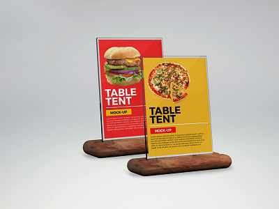 Free Glass Restaurant Table Tent Mockup