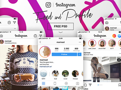 Free Instagram Feed Profile Mockups Templates branding freebie freebies instagram banner instagram post instagram stories instagram story instagram template mockup mockup design mockup psd mockup template mockups