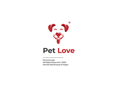 Pet Love Logo animal application brand branding design dog flat heart illustration illustrator logo love pet shop vector web