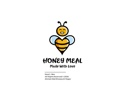Honey Meal Logo application bee branding design flat honey honeybee illustration illustrator logo love natural nature ui ux vector web