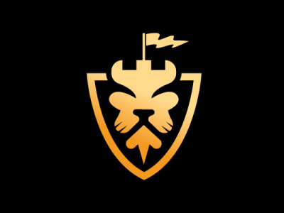 Lion Shield Castle Logo branding design flat illustration illustrator logo typography ui ux vector