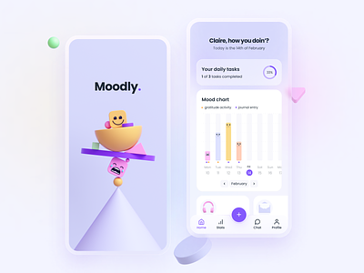Moodly - mood tracker mobile app 💜
