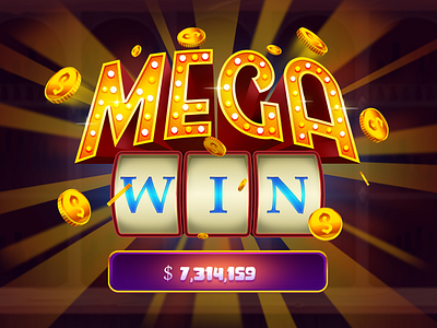 Mega Win - screen for slot game illustration slot ui