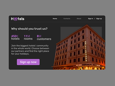 H8tels - Hotels Booking Main Page Example design ui ux web