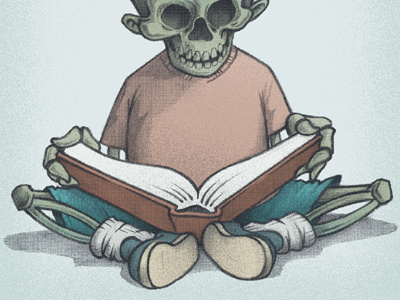 deadly book book geek kid skull