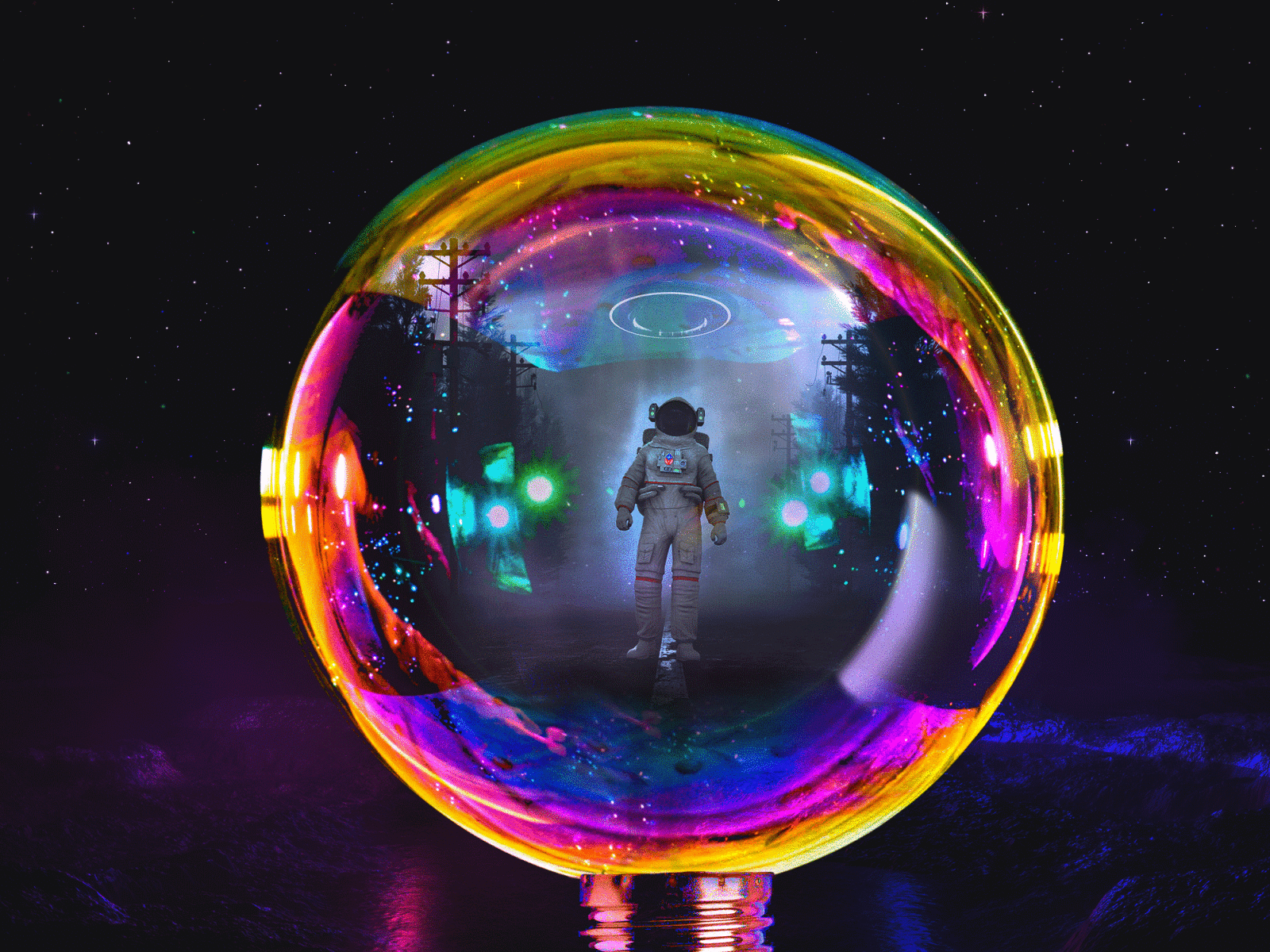 Landed in a new bubble abstract bubble design graphic design illusions inspiration space vibrant vibrant colors