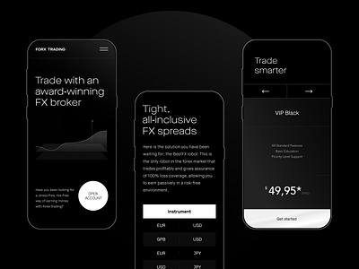 Trading Services Website app black clean design ios landing ui ux