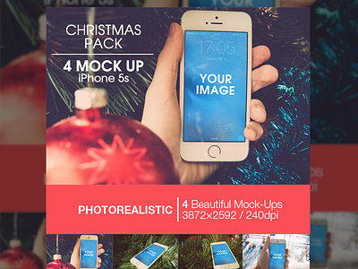 Christmas pack | 4 Mock-up iPhone 5s apple ios ipad mock up mock ups mockup mockups psd template