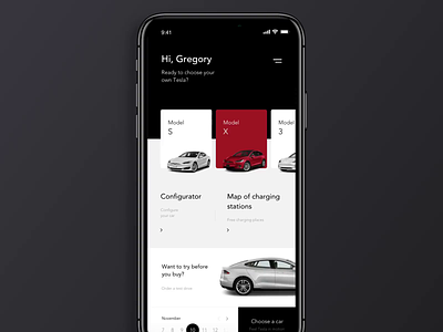 Tesla Concept app clean design flinto ios principle ui ux video web web design