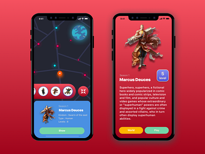 Red Hunter UI animation app appdesign design game app ios iphonex sketch app sketchapp typography ui ui designs userinterface ux ux ui vector