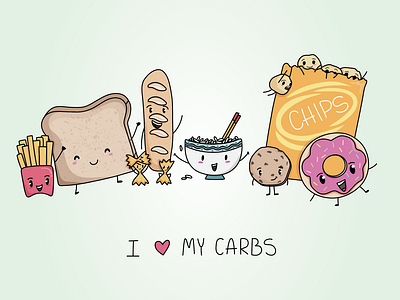 I love my carbs! character characterdesign children donuts doodles foodillustration illustration snacks vector