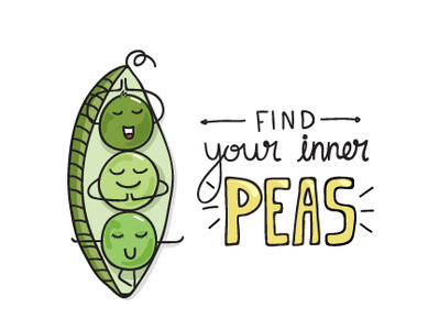 Find Your Inner Peas - Veggie Puns character characterdesign doodles foodillustration foodpuns illustration peas puns silly vector veggiepuns yoga