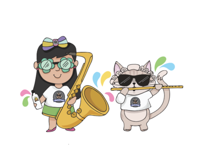 Melody and Keko the Cat camp character characterdesign childrens illustration doodles illustration kids camp music summer camp vector vector illustration
