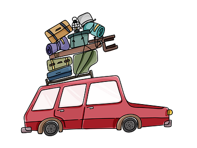 Going Camping camp car doodles illustration luggage summer summertime vector