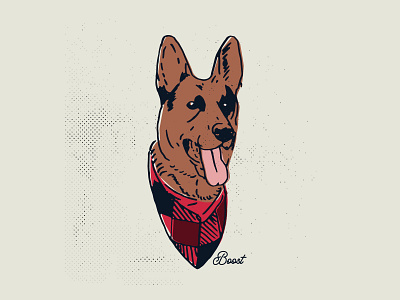 Boost branding and identity cartoon dog illustration mascot