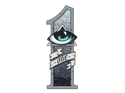 One eye graffiti illustration one space stars vector