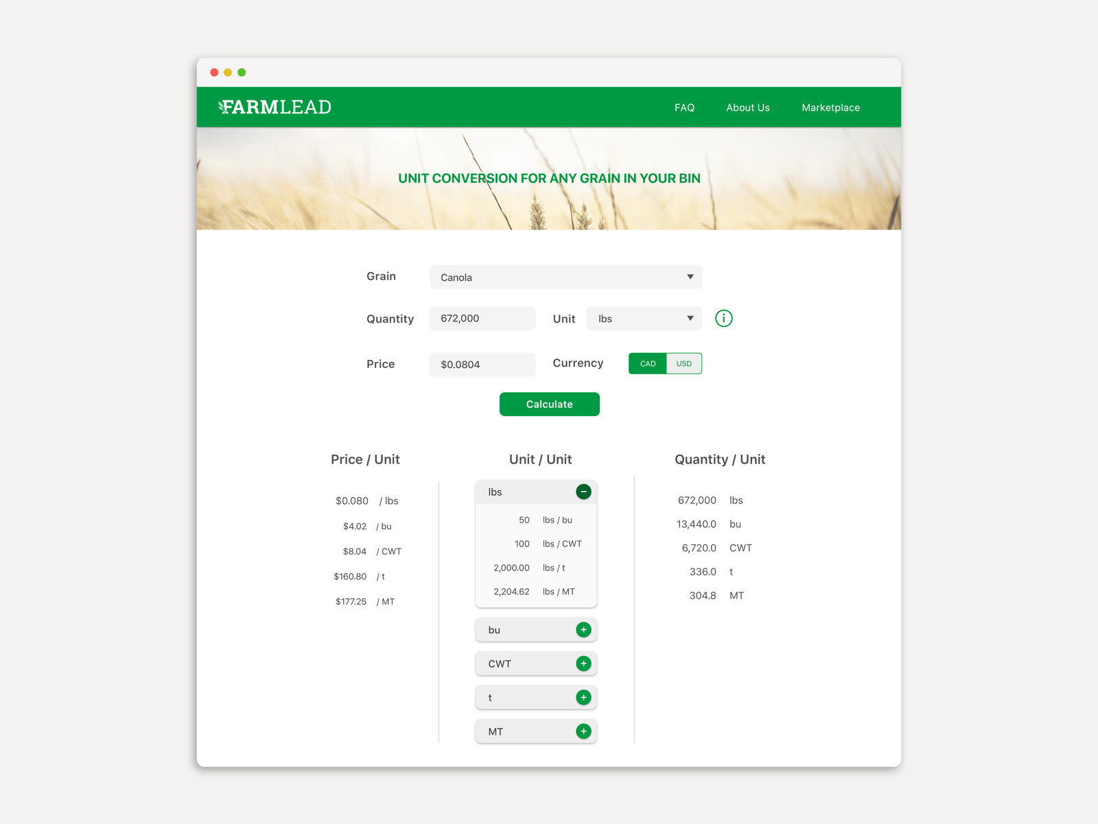 Grain Unit Converter by Annie Chantale on Dribbble