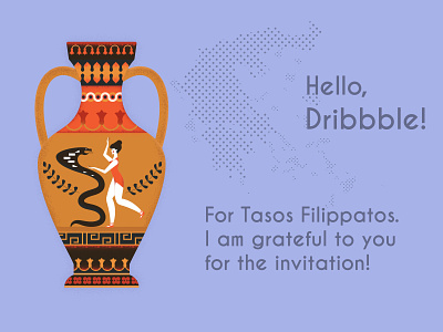 Hello Dribbble amphora ancient dance design gettera greece illustration snake vector