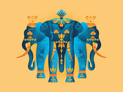 Elephant Erawan Airavata Illustration incarnation of god mythology religion three headed