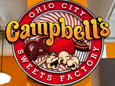 Campbell’s Ohio City Sweets Factory branding logo design