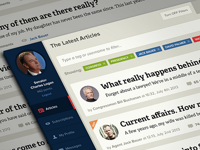 Wax Political Dashboard articles blog board dashboard debate filter forum interface politcs political sidebar tags