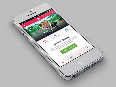 Givey app charity donations giving mobile pink profile tabs user