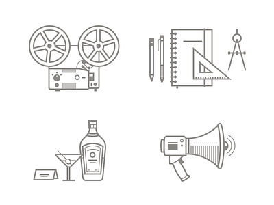 DG Illustrations art cocktail gin icons illustrations line megaphone projector