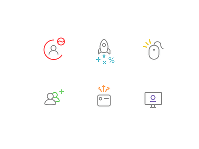 Givey Feature Icons follow icons illustrations line mouse rocket share