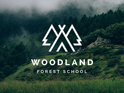Woodland Forest School Logo camping forest logo school teepee tents tree trees w woodland
