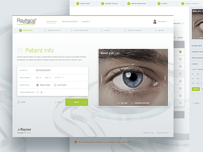 Raytrace eye medical surgery ui web