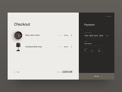 Checkout Screen app checkout credit card dailyui dailyui 002 minimal minimalist payment shop ui web