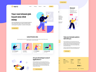 Job Search Web App cards color palette illustration job board jobs technology ui uidesign uidesigner uidesignpatterns uiux uiwebsite uxdesign uxdesigner uxresearch uxui webapp website concept website design website designer